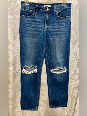 Levi’s Low Pro Straight Distressed Blue Ripped Knee Jeans Size 29